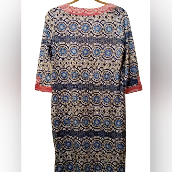 Caribbean Joe -NWOT Geometric Designrd Dress, 3/4 Sleeves W/Slits & Bottom Slits - Picture 12 of 12